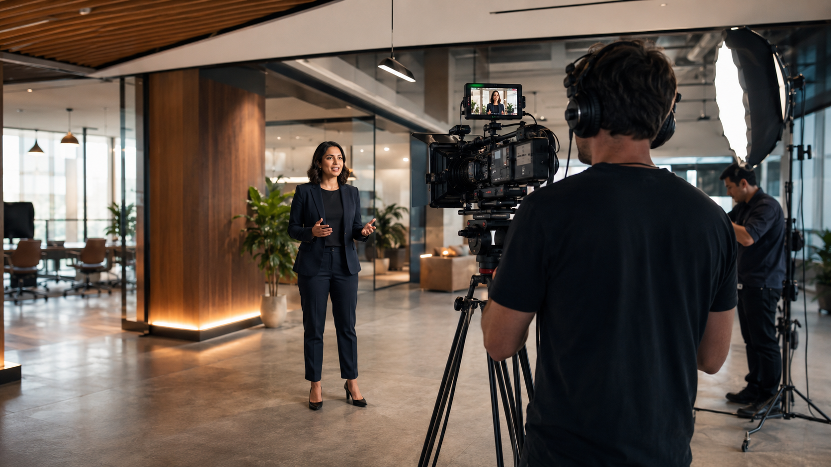 Corporate video production in a modern office
