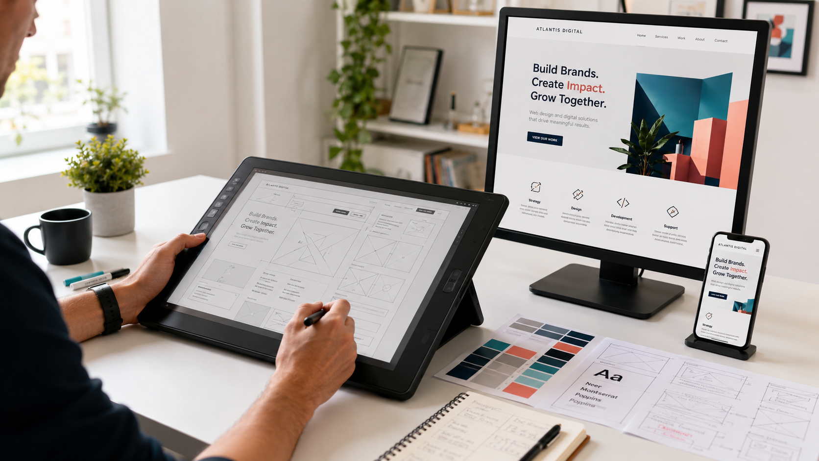 Atlantis Digital responsive website design workspace