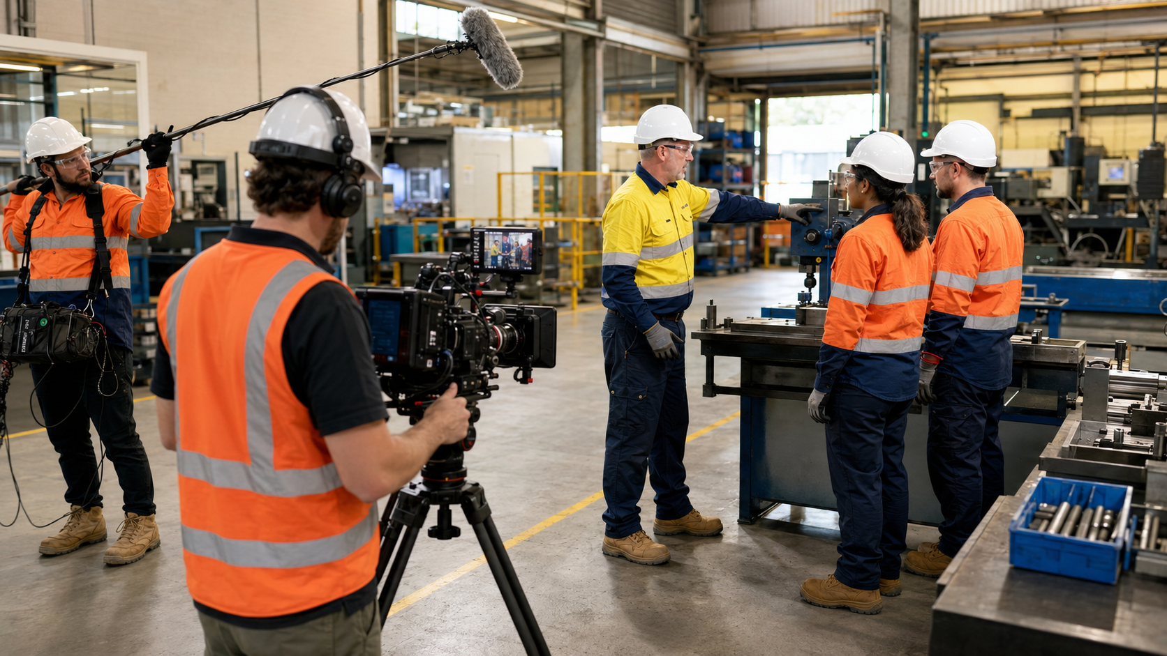 Atlantis Digital filming workplace training content in an industrial facility
